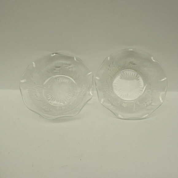 2 - Jeannette Glass Vintage Crystal IRIS and HERRINGBONE 5" Ruffled Sauce Bowls - Picture 2 of 4